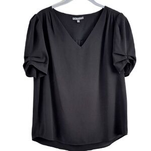 Adrianna Papell Black V-Neck Blouse